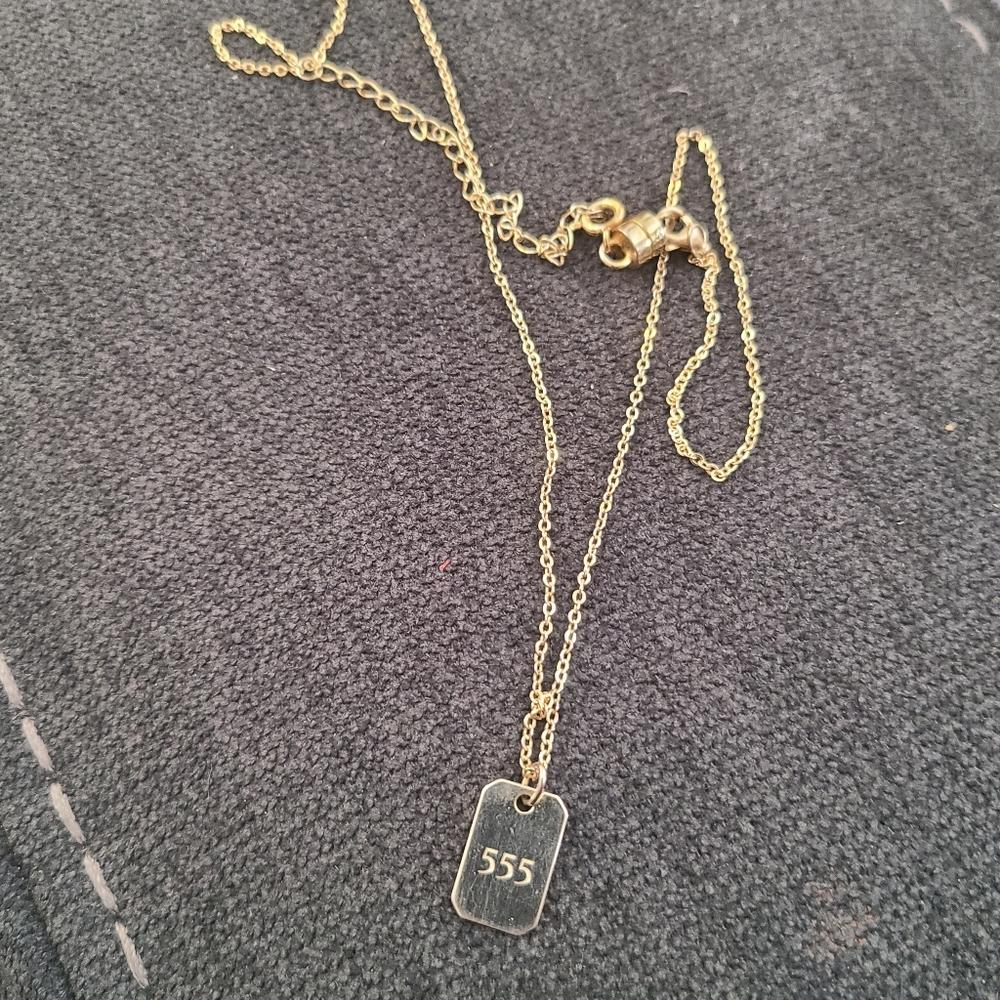 555 Change Small Dog Tag Style Necklace